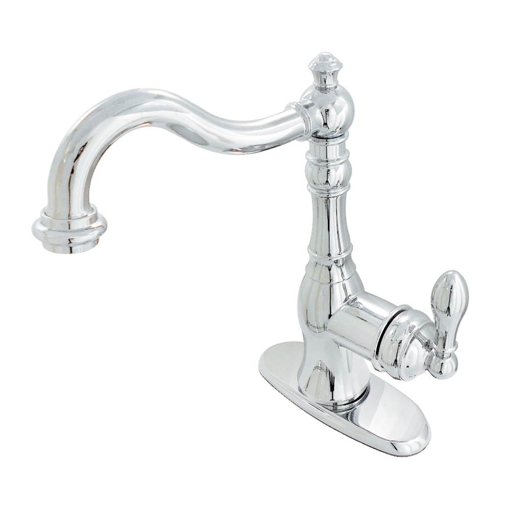 Kingston Brass Fauceture American Classic Single-Handle Bathroom Faucet with Push Pop-Up and Cover Plate, Polished Chrome