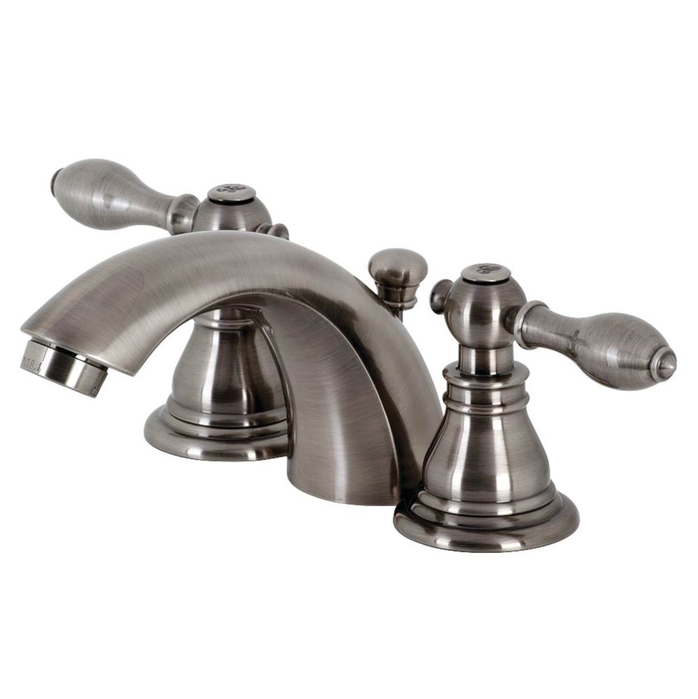 Kingston Brass American Classic Mini-Widespread Bathroom Faucet with Plastic Pop-Up, Black Stainless