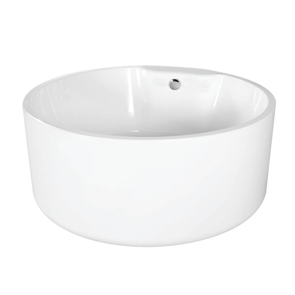 Kingston Brass Aqua Eden 53'' Round Acrylic Freestanding Tub with Drain, Glossy White