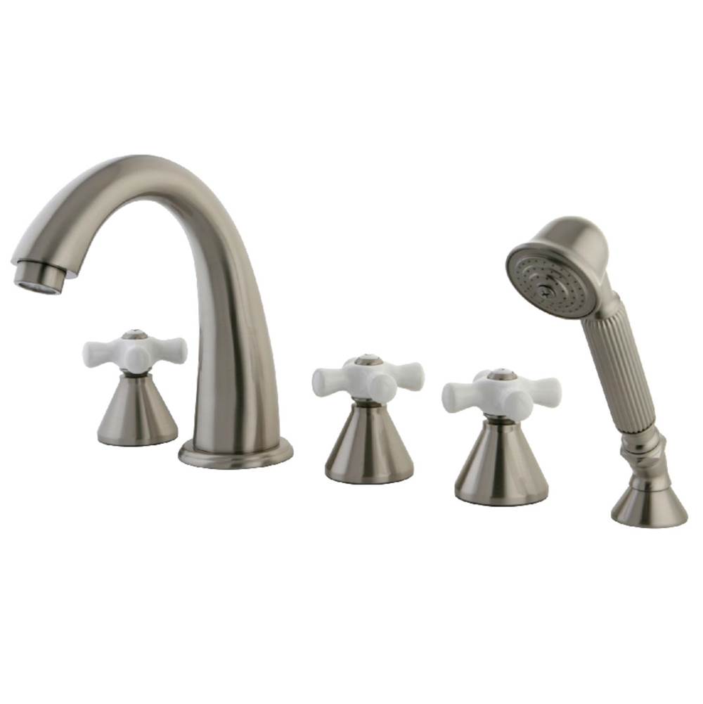 Kingston Brass 5-Piece Roman Tub Faucet with Hand Shower, Brushed Nickel