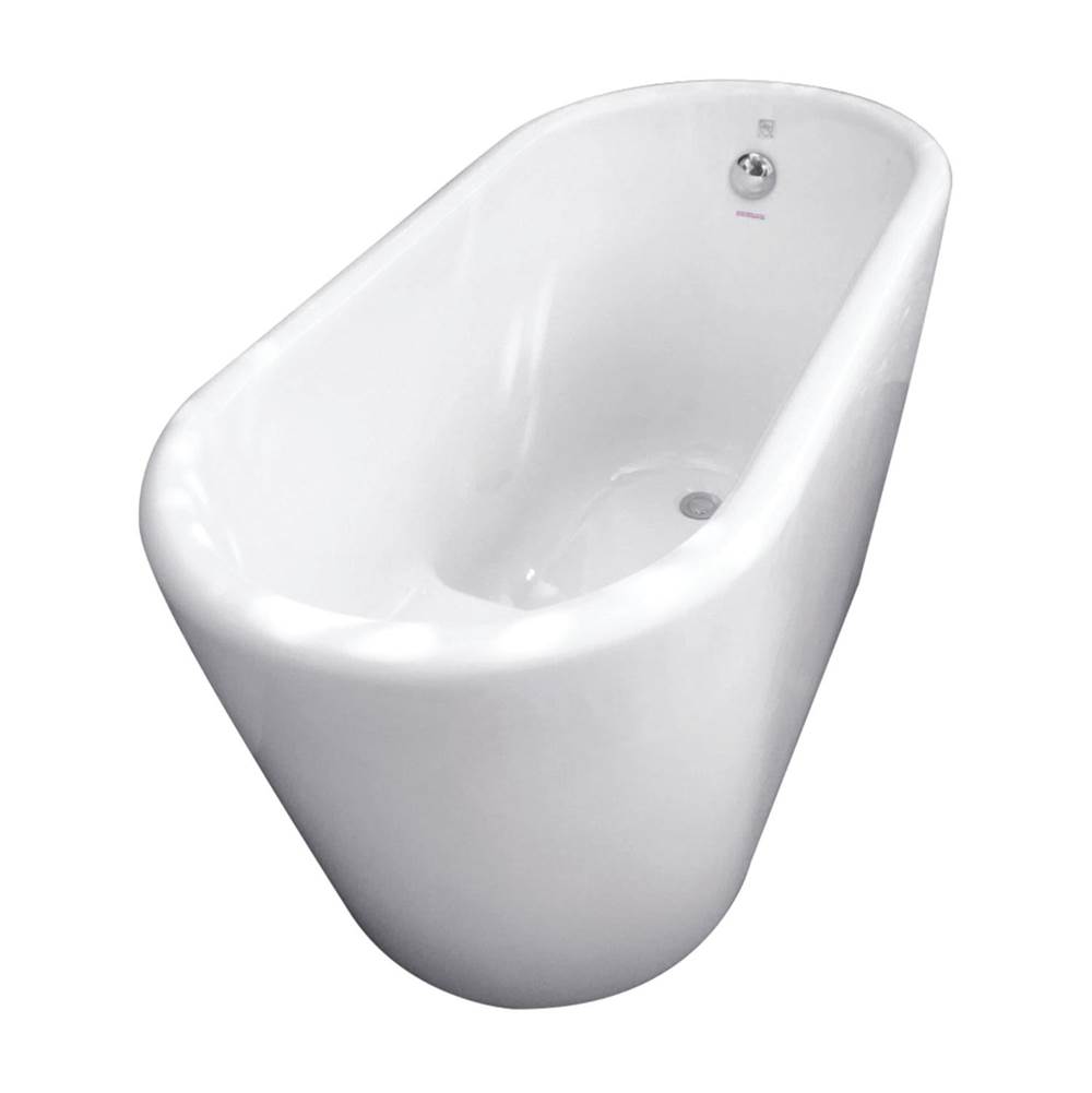 Kingston Brass Aqua Eden 51-Inch Acrylic Freestanding Tub with Drain and Integrated Seat, White