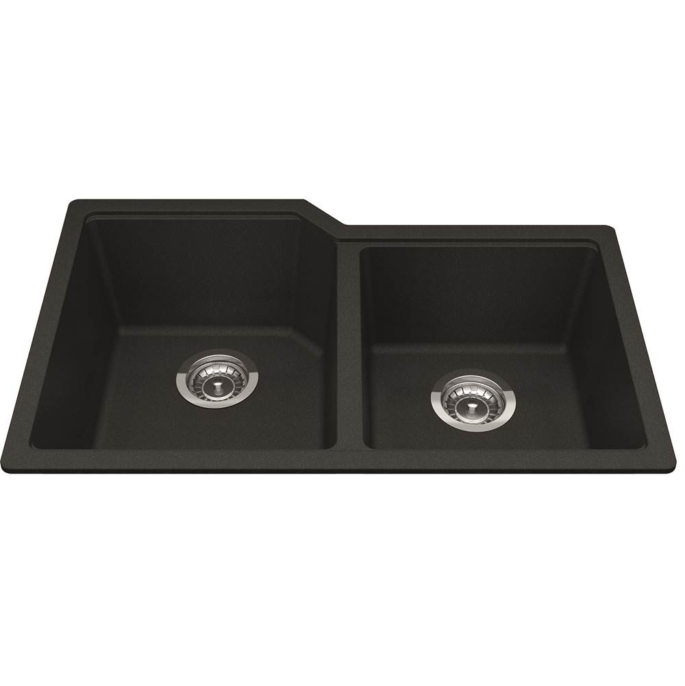 Kindred Granite Series 30.69-in LR x 19.69-in FB Undermount Double Bowl Granite Kitchen Sink in Onyx