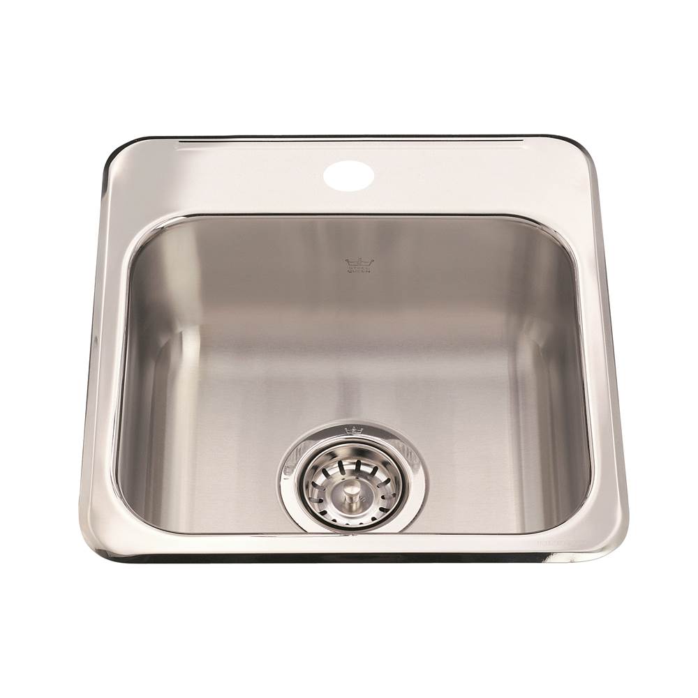 Kindred Steel Queen 15.13-in LR x 15.44-in FB x 6-in DP Drop In Single Bowl 1-Hole Stainless Steel Hospitality Sink, QSL1515-6-1N