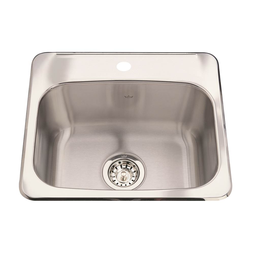 Kindred Utility Collection 19.13-in LR x 17-in FB x 8-in DP Drop In Single Bowl 1-Hole Stainless Steel Utility Sink, QSL1719-8-1N