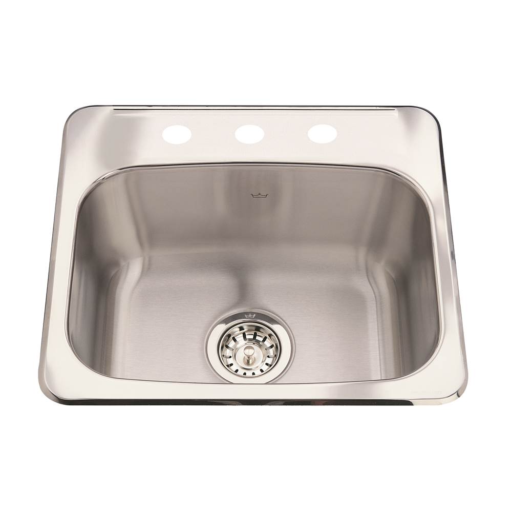 Kindred Utility Collection 19.13-in LR x 17-in FB x 8-in DP Drop In Single Bowl 3-Hole Stainless Steel Utility Sink, QSL1719-8-3N
