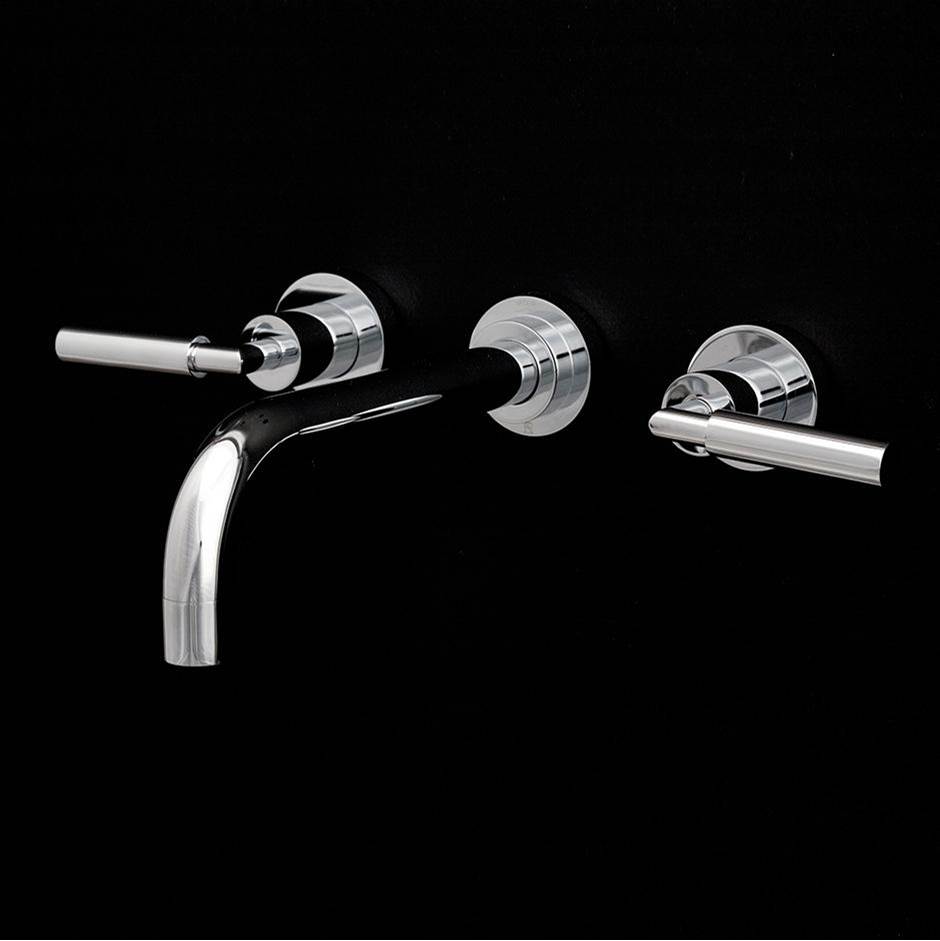 Lacava TRIM - Wall-mount three-hole faucet with two lever handles, no backplate, spout 9 7/8''.