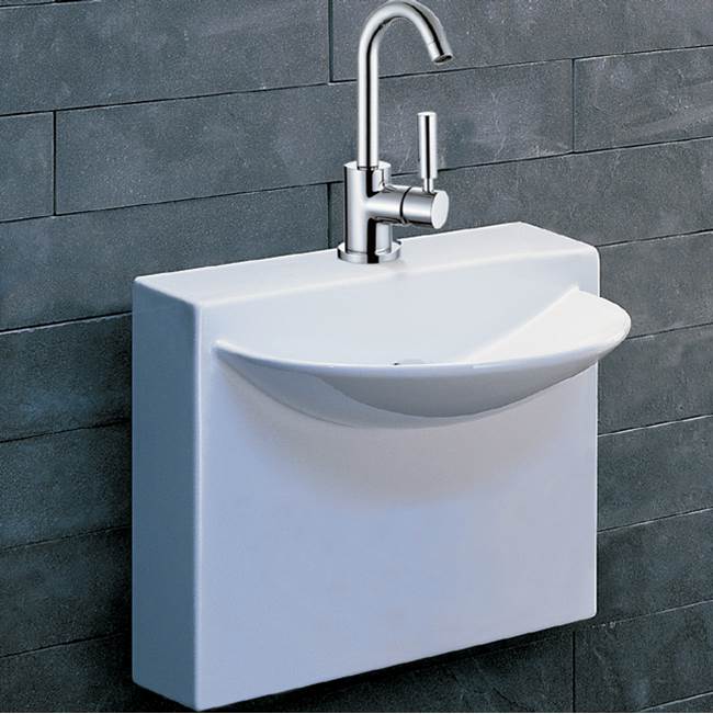 Lacava Wall-mount porcelain Bathroom Sink with one faucet hole, no overflow.