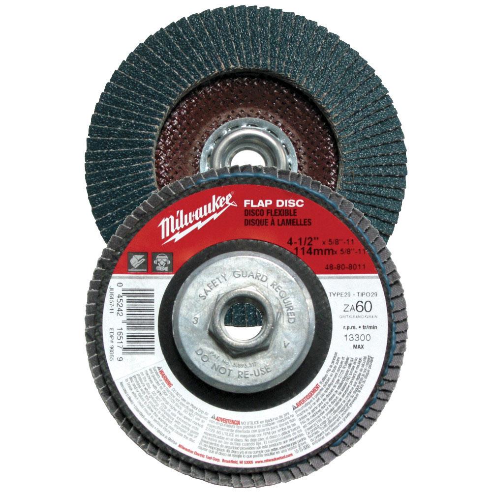 Milwaukee Tool 4-1/2'' X 5/8''-11 Flap Disc 60 Grit (Type 29)