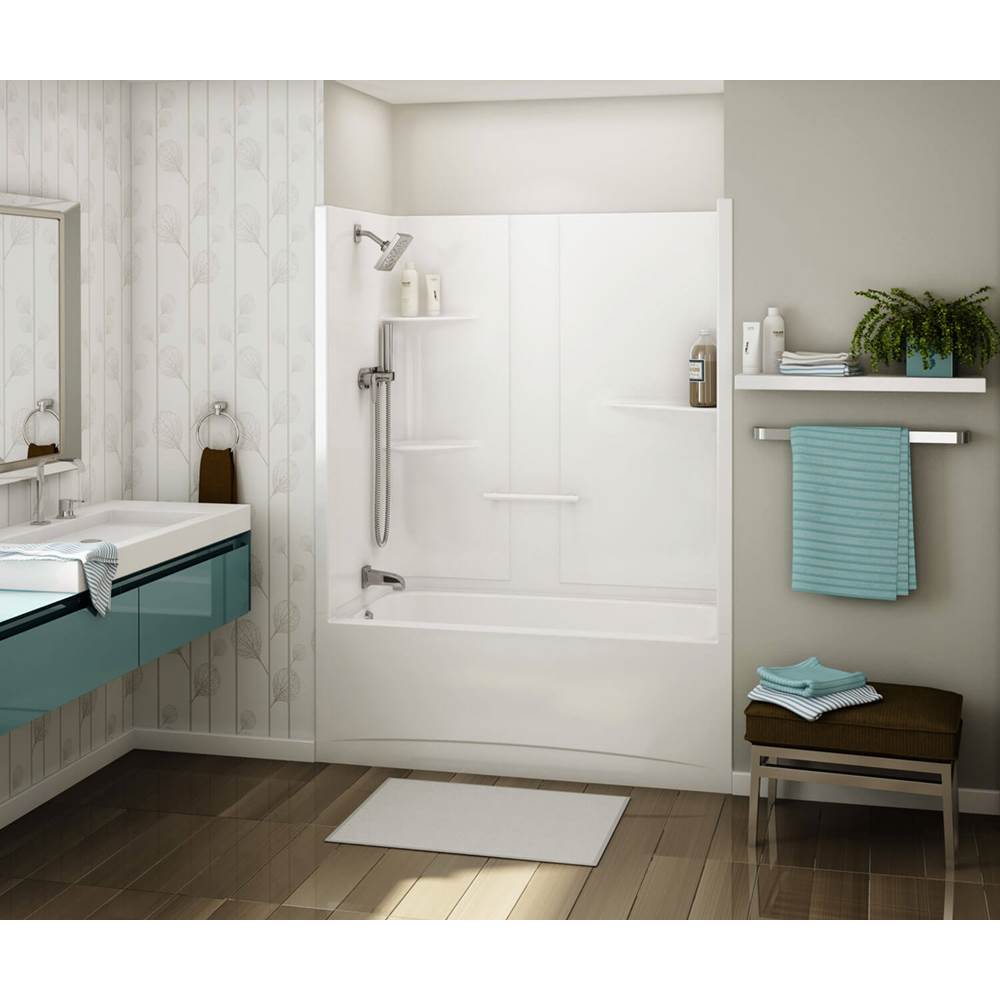 Maax Allia TS-6032 Acrylic Alcove Right-Hand Drain One-Piece Combined Whirlpool & Aeroeffect Tub Shower in White