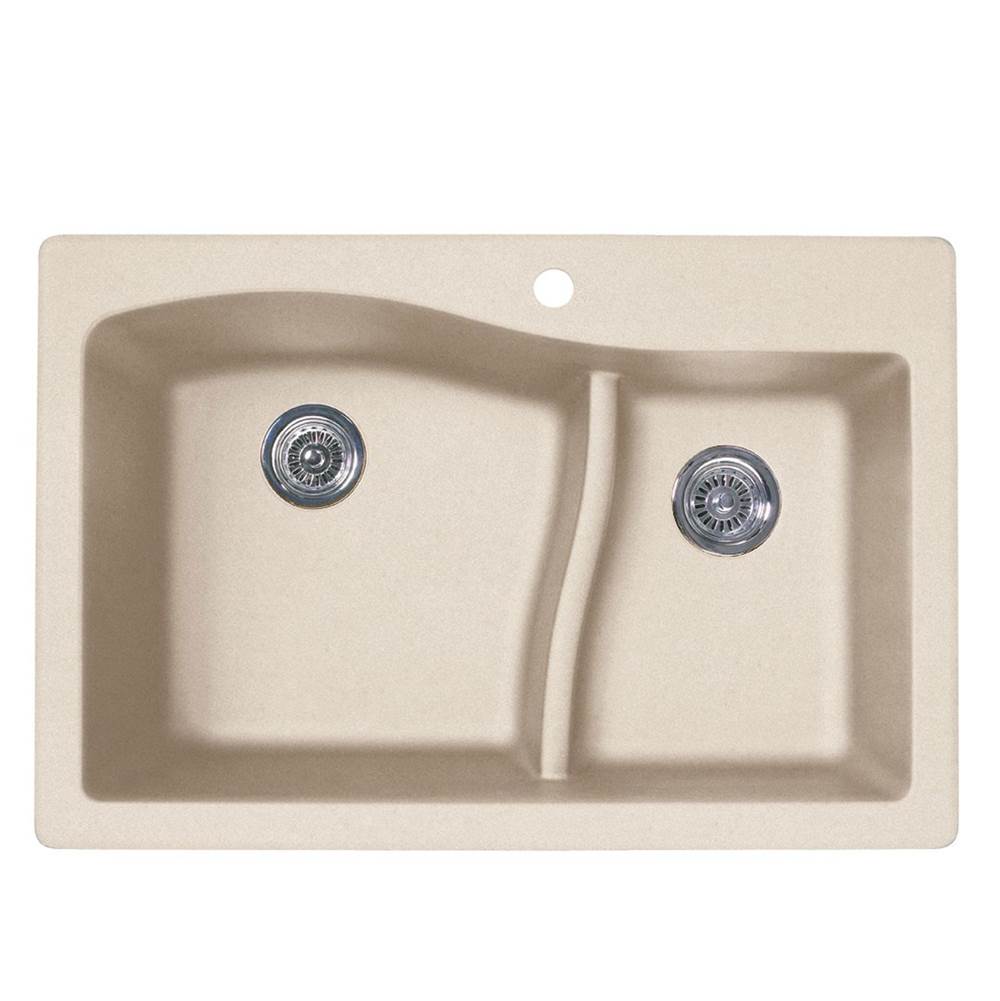 Swan QZLS-3322 22 x 33 Granite Drop in Double Bowl Sink in Granito