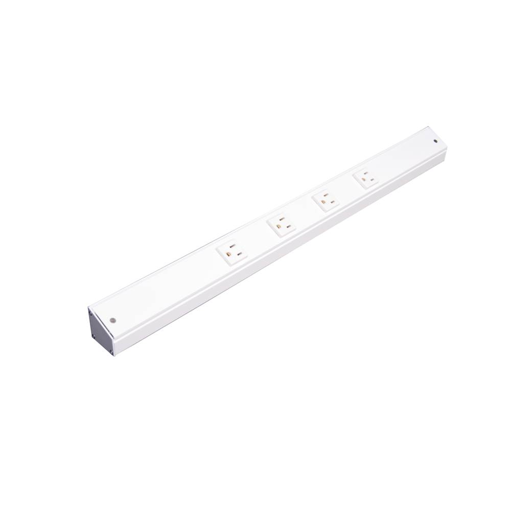 Task Lighting 36'' APT Series Slim Angle Power Strip, White Finish, White Receptacles