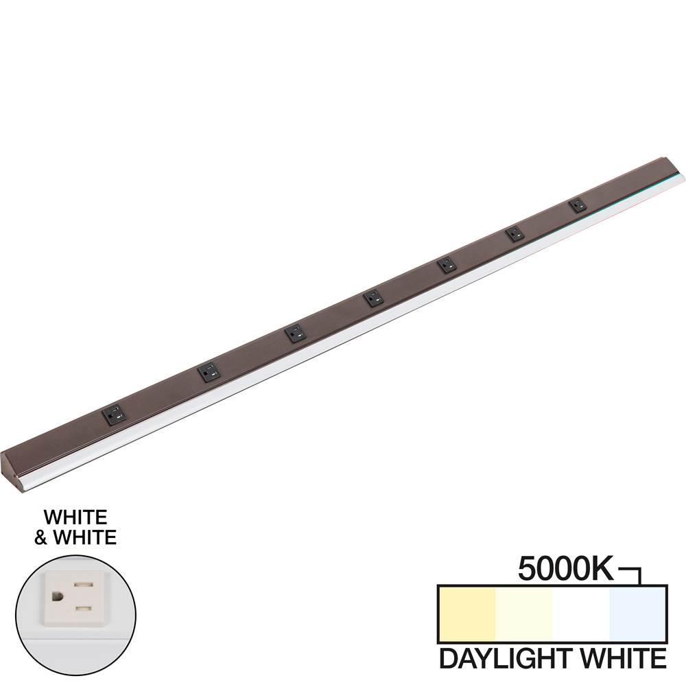 Task Lighting 60-1/2'' 3000 Lumen Remote Power RM Lighted Power Strip, White Finish, White Receptacles, 5000K Daylight White