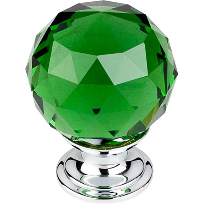 Top Knobs Green Crystal Knob 1 3/8 Inch Polished Chrome Base