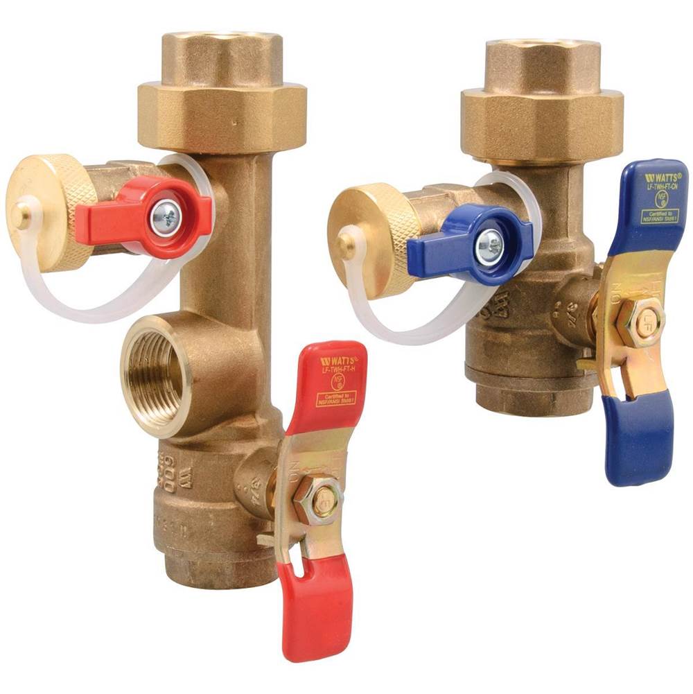 Watts 3/4 In Lead Free Tankless Water Heater Valve Set, Female Pipe Thread, Hot And Cold Valve Set No Spring Check