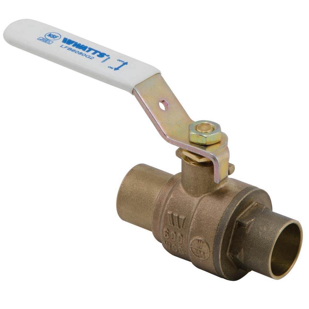 Watts 1/2 IN 2-Piece Full Port Lead Free Bronze Ball Valve, NPT End Connections