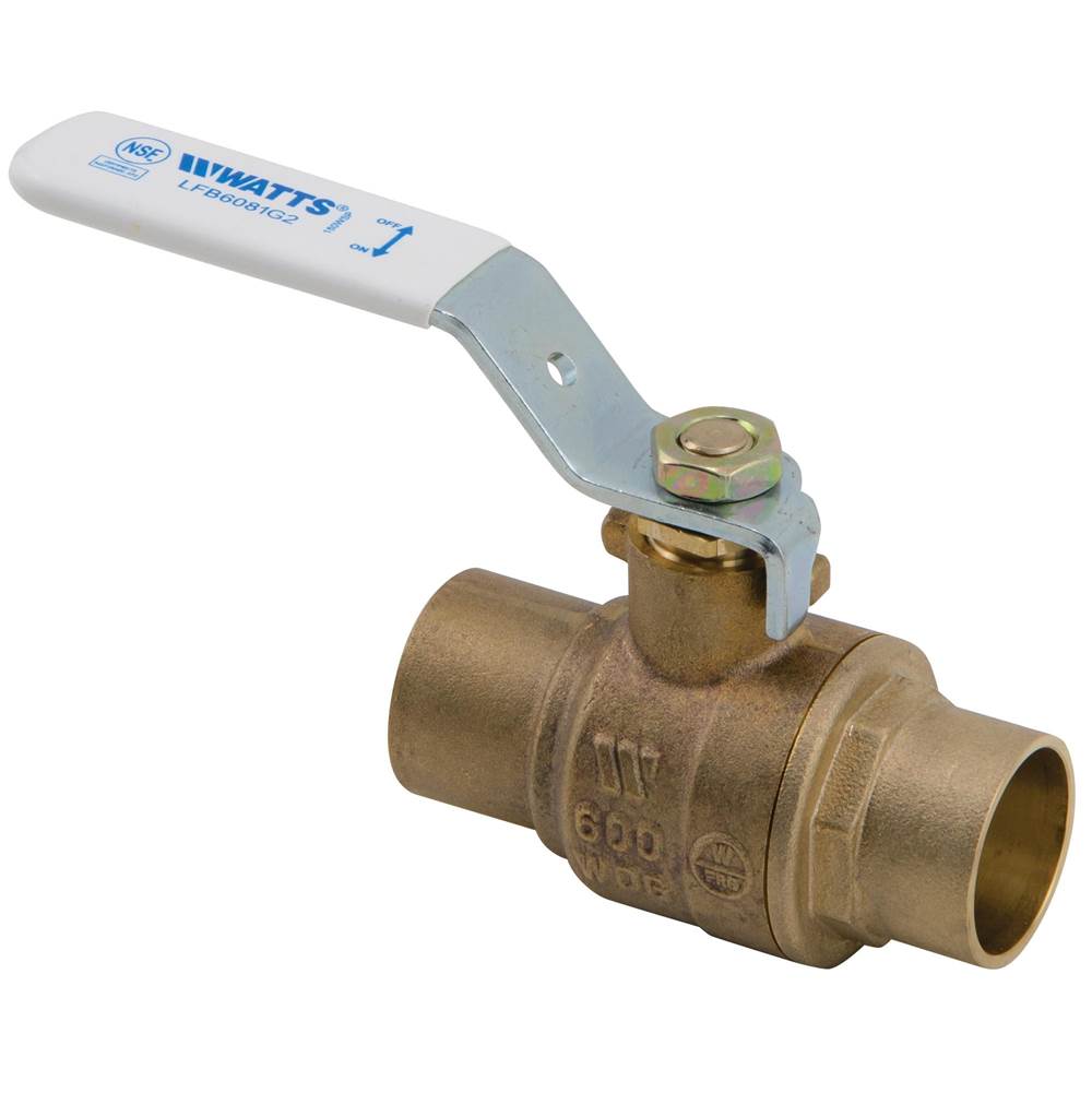 Watts 2 IN 2-Piece Full Port Lead Free Bronze Ball Valve, Solder End Connections