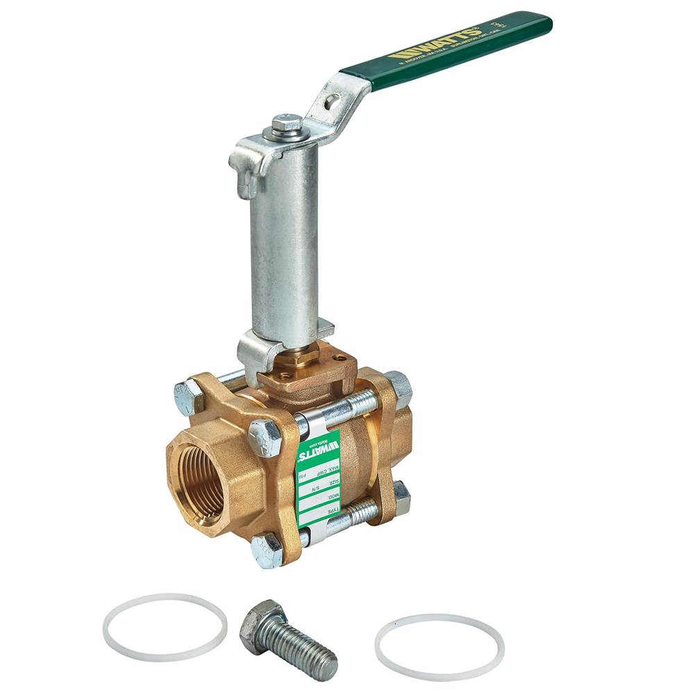 Watts 1 1/2 IN Lead Free 3-Piece Full Port Ball Valve, Threaded NPT End Connections, Extended Handle